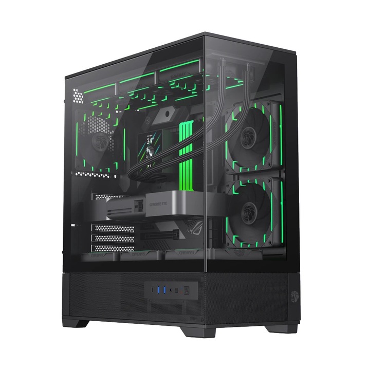 Carcasă PC Gamemax Case EATX - Vista 2 AB - 3 x 120 mm Addressable RGB GM-VISTA-2-AB