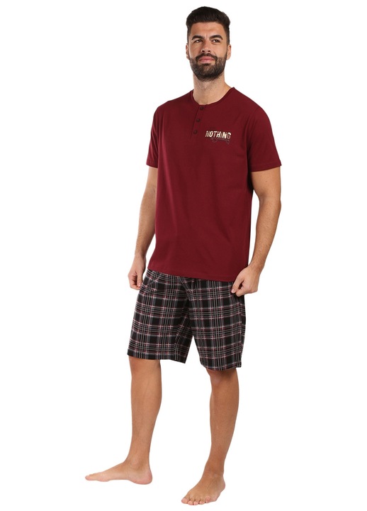 Pijama barbati Nedeto, rosu, bumbac