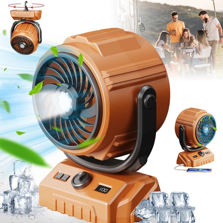Настолен вентилатор Bedee, преносим, регулируем, 100 скорости, 6000mAh, 270x300°