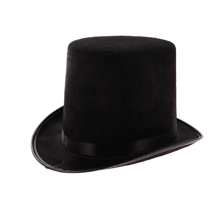 Palarie neagra din fetru RDWESZOD, unisex, marime universala, inalta, plata