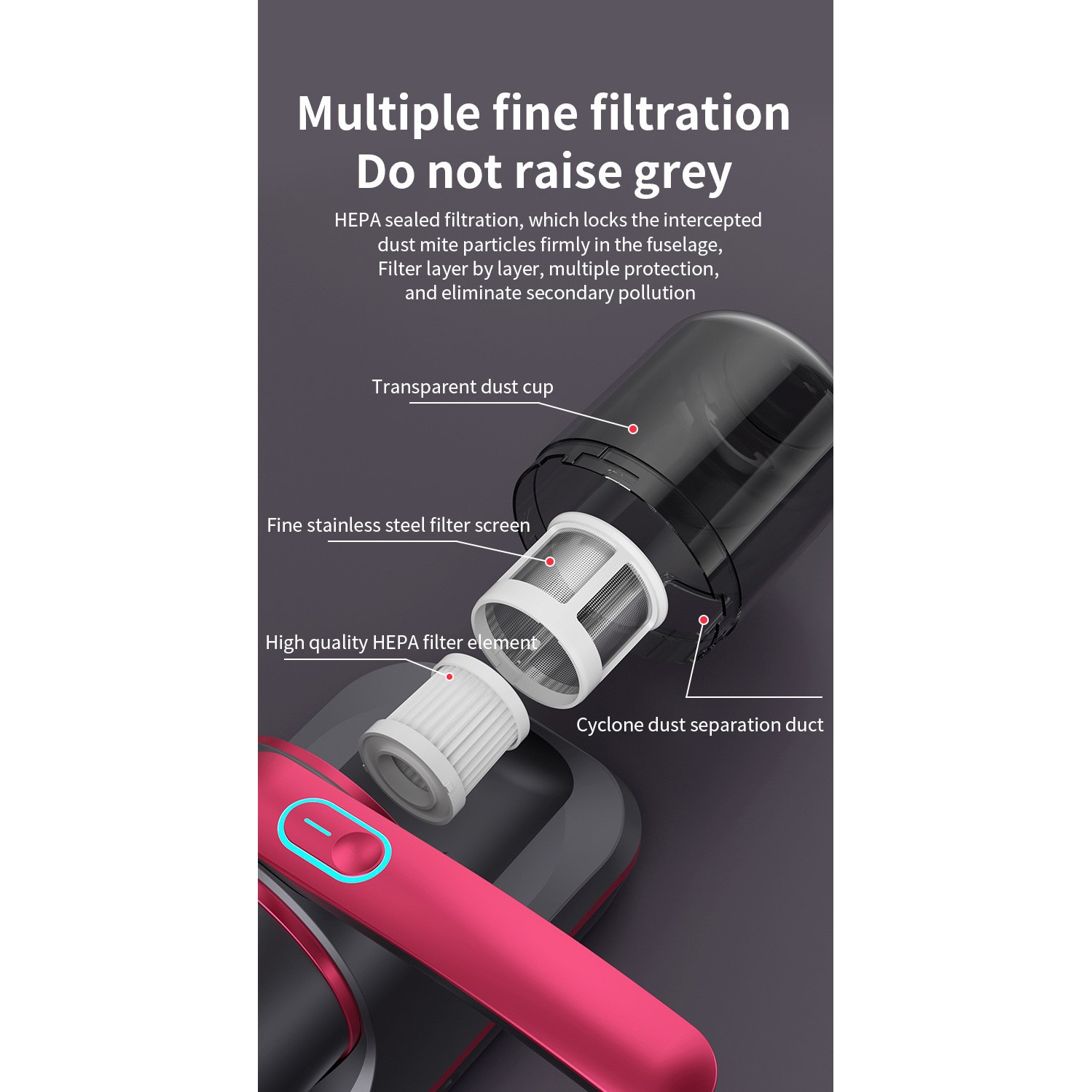Aspirator antiacarieni fara fir UV-C, ORBER, sterilizare prin ultraviolete, filtrare multi-strat, putere 100W, 8000pa, curatare profunda saltele, filtru lavabil, silentios, touchscreen LCD, 8 moduri, portabil, usor, pentru casa, albastru