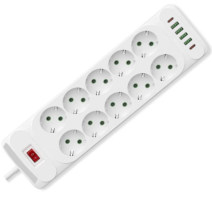 Bedee 2500W 220V 2m 32x10.5x3.9cm több aljzatos elosztó