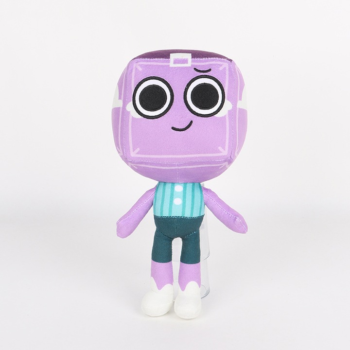 Papusa de plus Creepy, cap patrat violet, 12x11x25cm