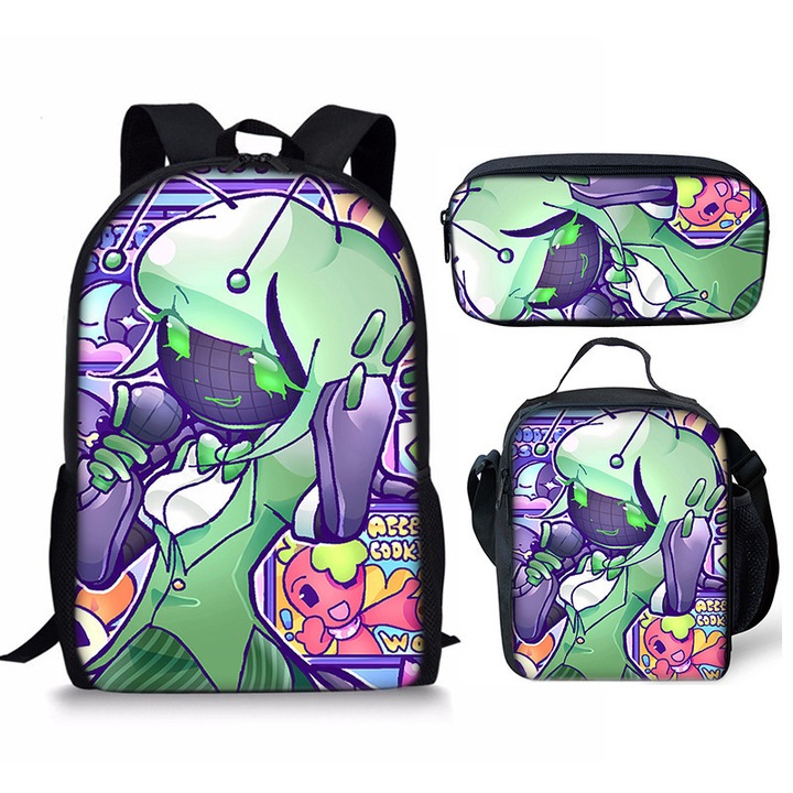 Dandy's World iskolatáska szett, 3 részes, poliészter, nagy kapacitású, 42x19x26cm