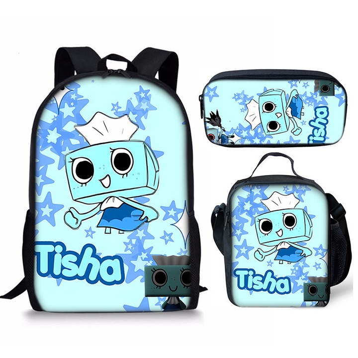 Dandy's World iskolatáska szett, 3 részes, poliészter, nagy kapacitású, 42x19x26cm