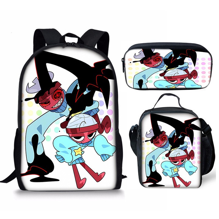 Set ghiozdan Dandy's world, 3 piese, poliester, capacitate mare, 42x19x26cm