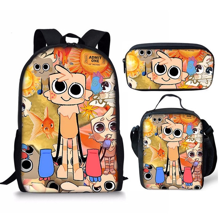 Set ghiozdan Dandy's world, 3 piese, poliester, capacitate mare, 42x19x26cm