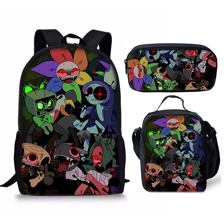 Dandy's World iskolatáska szett, 3 részes, poliészter, nagy űrtartalmú, 42x19x26cm