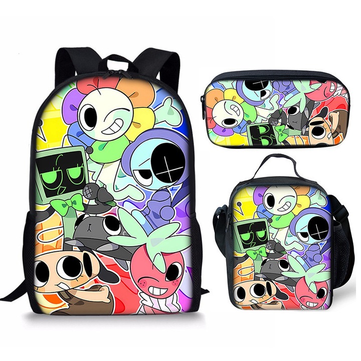 Set ghiozdan Dandy's world, 3 piese, poliester, capacitate mare, 42x19x26cm