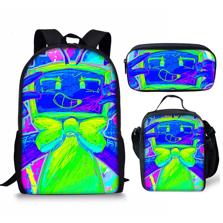 Set ghiozdan Dandy's world, 3 piese, poliester, capacitate mare, 42x19x26cm