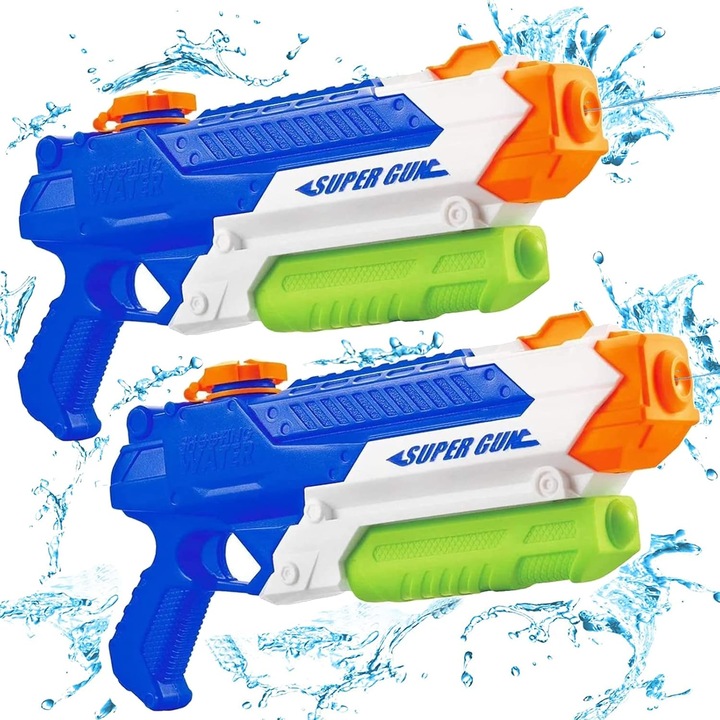 Set 2 Pistoale cu Apa MWAOWM, 400CC, 30ft, Multicolor, 12x6inch