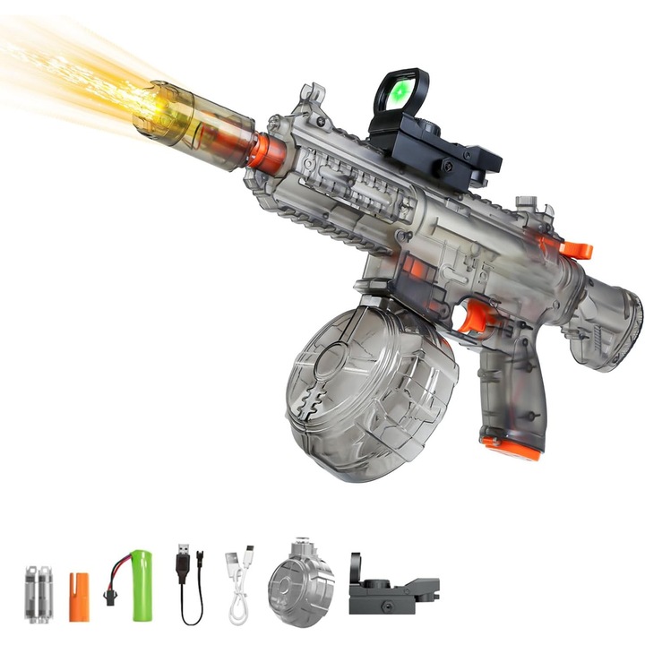 Pistol cu apa electric, MWAOWM, capacitate 450CC, distanta de tragere 26-32 ft, cu duza luminoasa