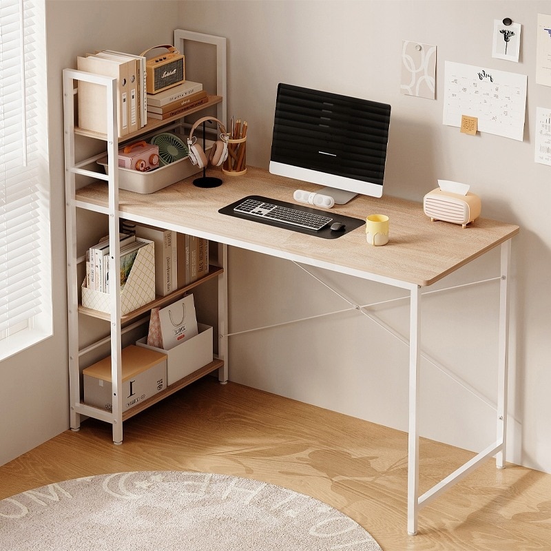 Birou BADU cu raft pentru computer, 120x44x76cm, maro deschis, stil ...