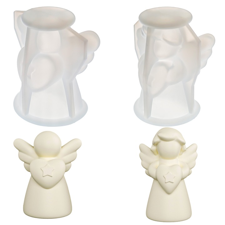 Set 2 Matrite Silicon pentru Lumanari Ingeri, Fara Parfum, 4.9cmx5.9cm
