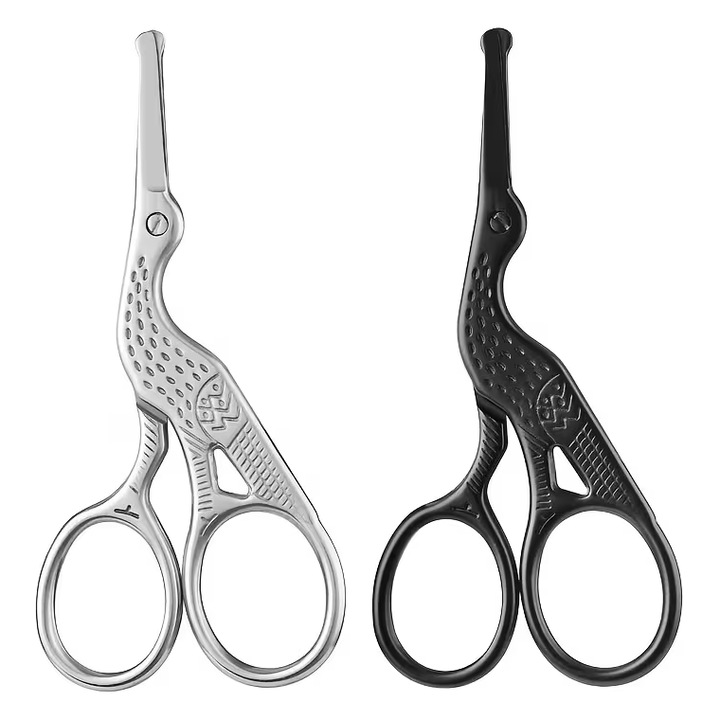 Foarfece de tuns, JALWO, set 2 bucăți, rotund, negru/argintiu, 9.4x4.1cm