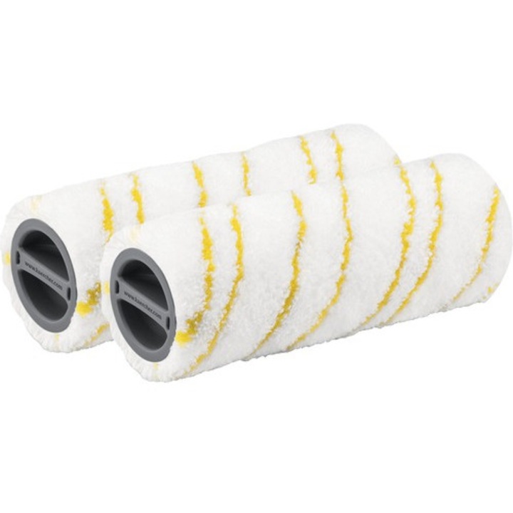 Role de schimb mop electric Karcher, microfibra, set 2 bucăți, galben, 124mm