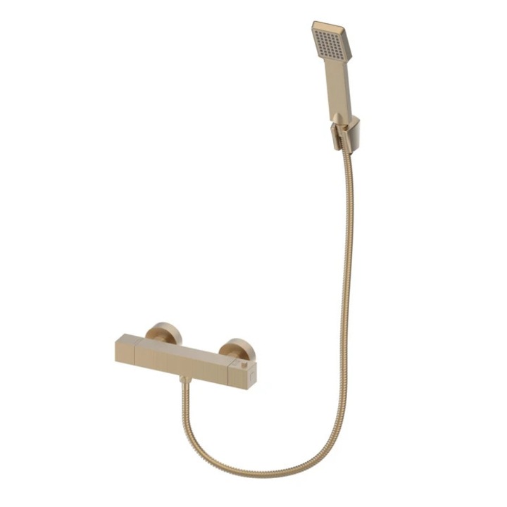 Baterie baie pentru dus, Kadda Line LH3500-18AT, termostat, finisaj bronz, set dus inclus