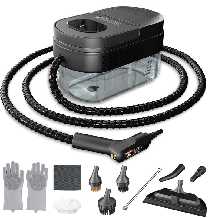 Парочистачка, Vicalo, 2500W, 3 бара, резервоар 1600 мл, цифров дисплей, регулируема парна дръжка със скорости, 11 включени аксесоара