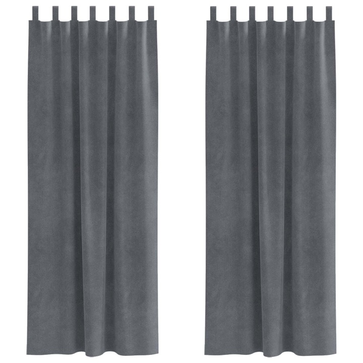 Perdele opace 2 pcs vidaXL, Gri deschis 140 x 225 cm Catifea