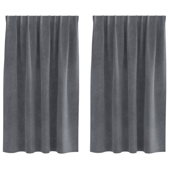 Perdele opace 2 pcs vidaXL, Gri deschis 140 x 140 cm Catifea