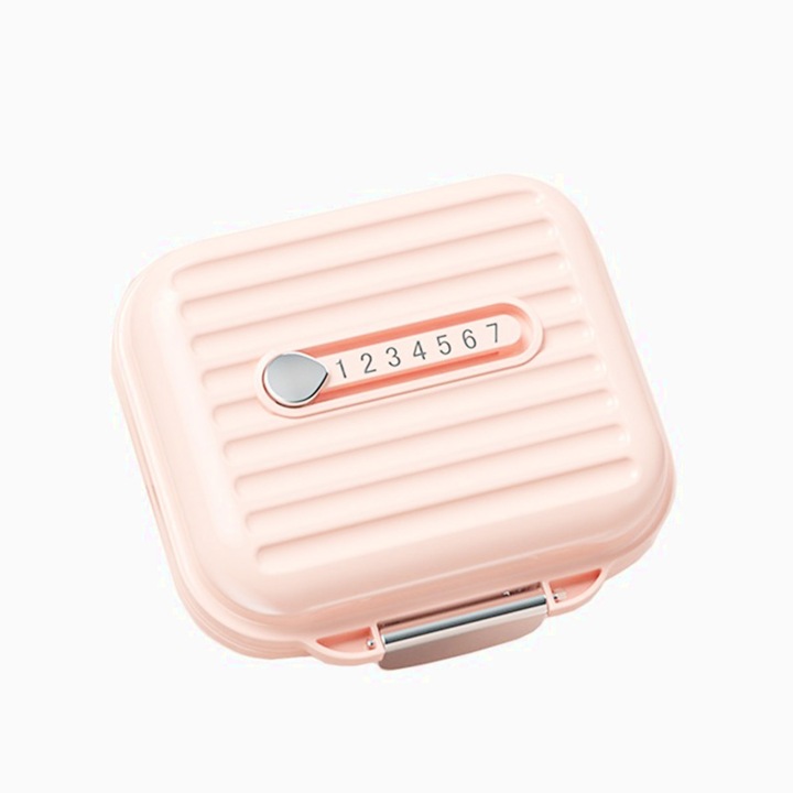 Cutie de Depozitare pentru Pastile, Cutie de depozitare Medicamente, Cutie de depozitare Vitamine, Suplimente, pentru Fete, din Plastic cu indice zi, organizare eficienta, economisire spatiu, Roz