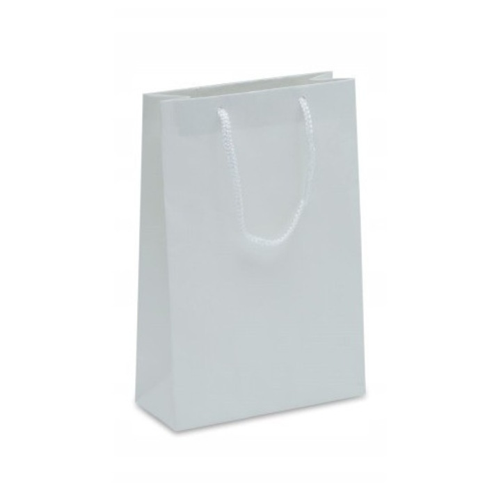 Punga de cadou din hartie, Neopak, Material Hartie, Orice ocazie, Dimensiuni 170 mm x 70 mm x 250 mm, Culoare Alb