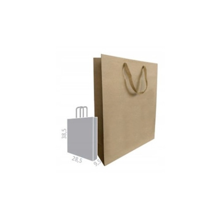 Punga de cadou din hartie, Neopak, Material Hartie, Orice ocazie, Dimensiuni 285 mm x 95 mm x 385mm, Culoare Maro