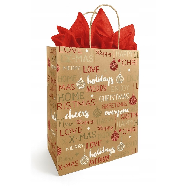 Punga de cadou din hartie, Neopak, Material Hartie, Orice ocazie, Dimensiuni 230 mm x 120 mm x 300 mm, Culoare Maro