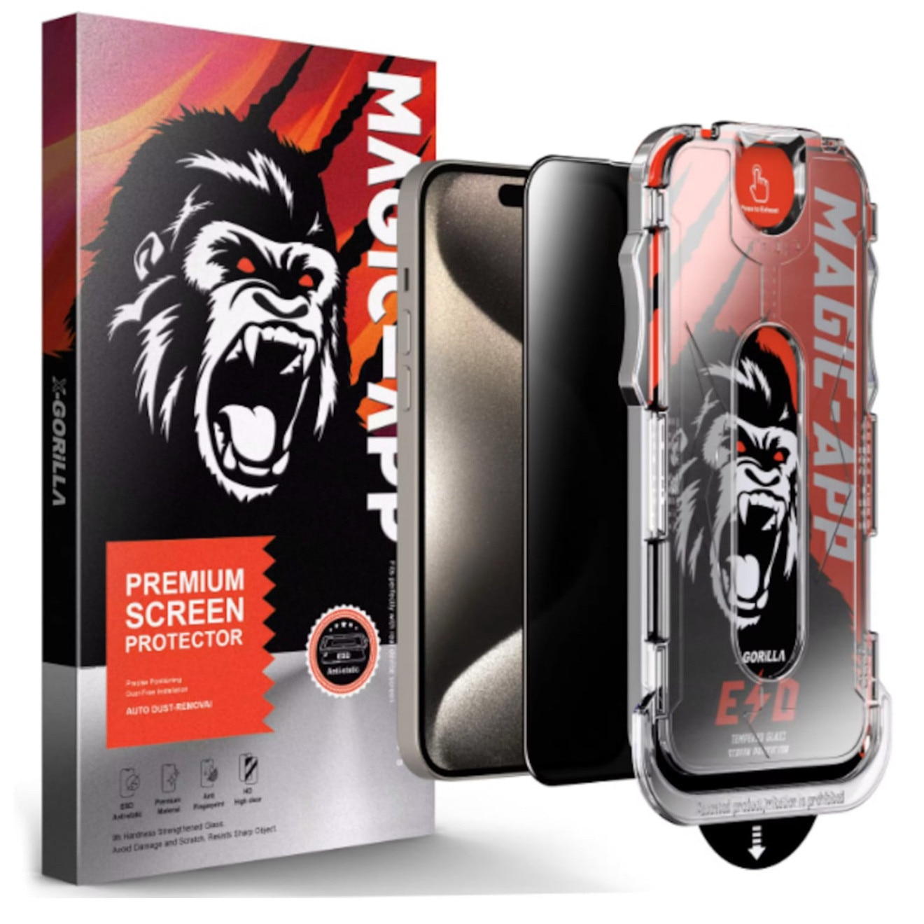 Folie Sticla Securizata, Compatibil cu iPhone 17 Pro, Gorila X instalare usoara cu dispozitiv EASYAPP pentru indepartarea prafului, Anti-zgarieturi, Anti-amprenta, anti-explozie, Anti-soc, Anti-ulei, Anti-orbire