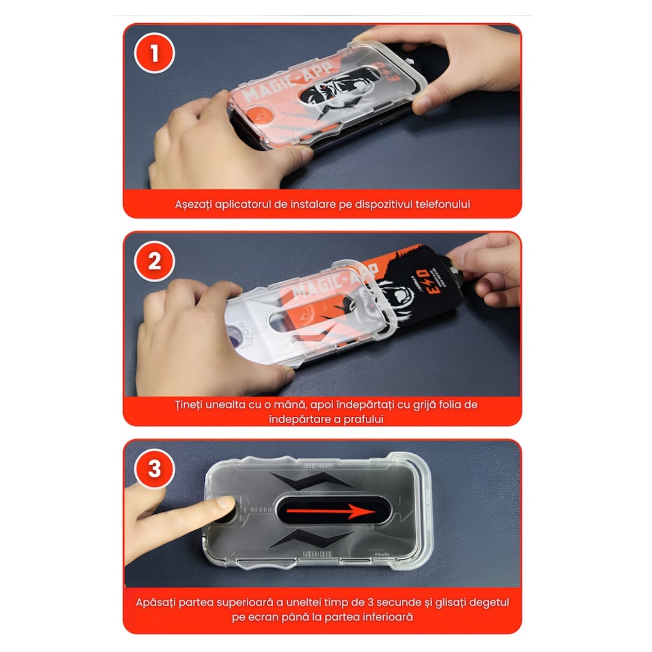 Folie Sticla Securizata, Compatibil cu iPhone 17 Pro, Gorila X instalare usoara cu dispozitiv EASYAPP pentru indepartarea prafului, Anti-zgarieturi, Anti-amprenta, anti-explozie, Anti-soc, Anti-ulei, Anti-orbire