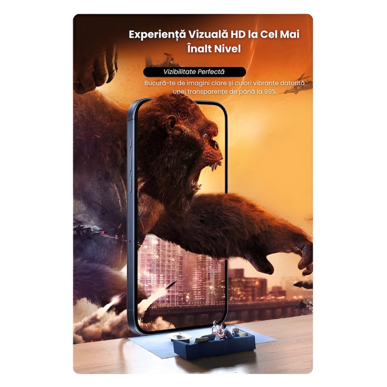 Folie Sticla Securizata, Compatibil cu iPhone 17 Pro, Gorila X instalare usoara cu dispozitiv EASYAPP pentru indepartarea prafului, Anti-zgarieturi, Anti-amprenta, anti-explozie, Anti-soc, Anti-ulei, Anti-orbire