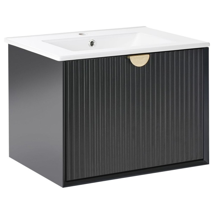 Dulap de baie suspendat cu lavoar Bonaire 60 cm Negru