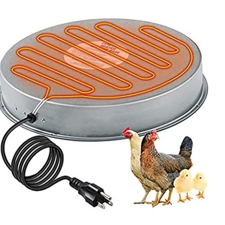 Baza incalzitoare metalica pentru adapatoare pasari, Omelivon, inox, waterproof, cablu rezistent la ros,37.5x37.5x4cm, cablu 1m