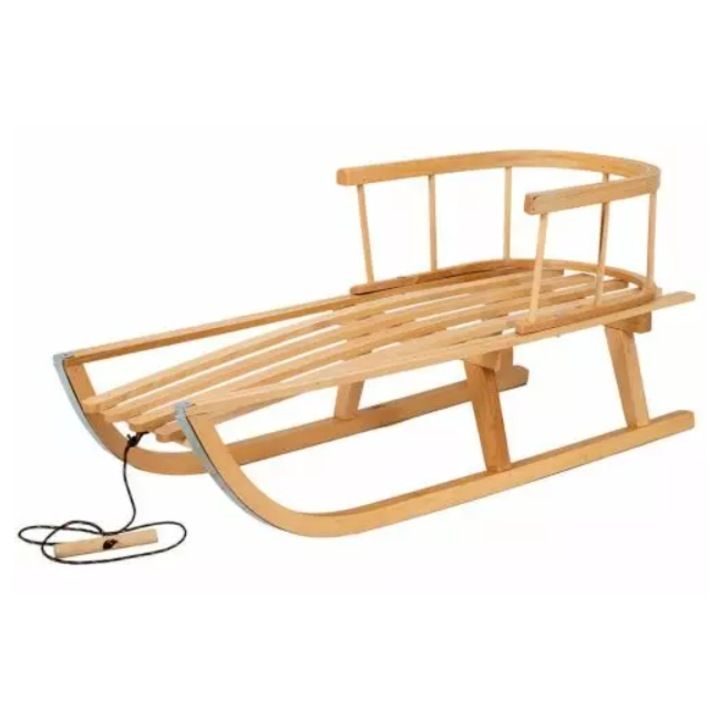 Sanie din lemn pentru copii, cu spătar și șnur
