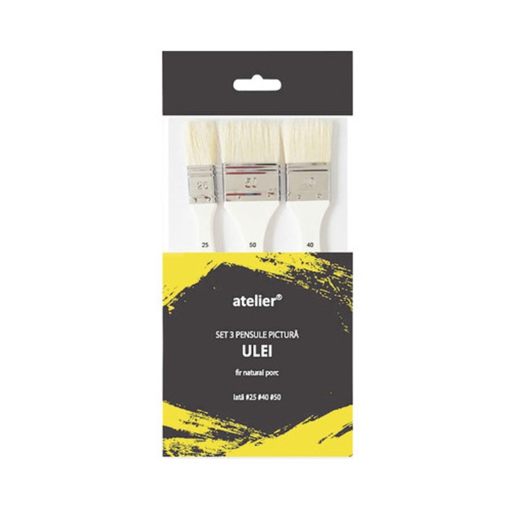 Set 3 pensule late Atelier, 25x40x50mm, culoare natur