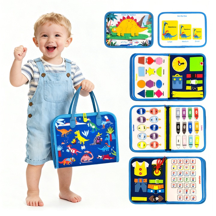 Set de Jucarii Educative, Sequoia, Jucarii interactive bebelusi, Montessori, Abilitati Motorii Fine, Coordonare Mana-Ochi, Dezvoltare Senzoriala, Abilitati de Viata, Concentrare, Material Felt