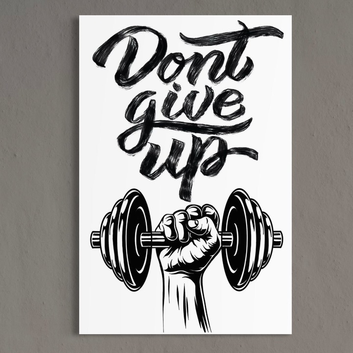 Tablou Canvas Premium, LuxCanva® Q1016, Vointa de Fier, 80 X 120 CM, Panza Bumbac 100% 400g/m2, Sasiu Lemn, Fitness, Gym, Sala, Disciplina, Forta, Performanta, Ambitie, Inspirational, Birou, Dormitor