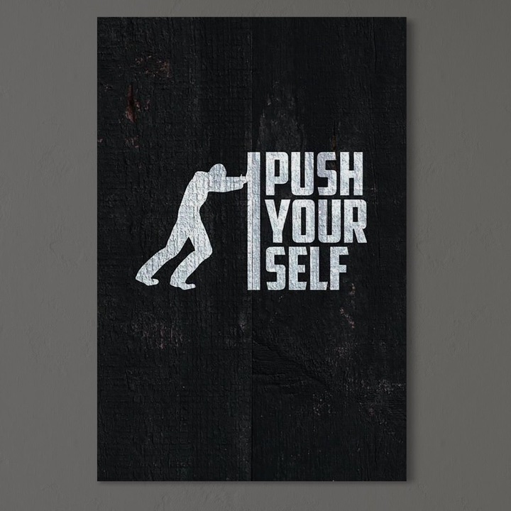 Tablou Canvas Premium, LuxCanva® Q1015, Dincolo de Limite, 40 X 60 CM, Panza Bumbac 100% 400g/m2, Sasiu Lemn, Motivatie, Ambitie, Mesaj, Curaj, Determinare, Efort, Succes, Energie, Birou, Dormitor