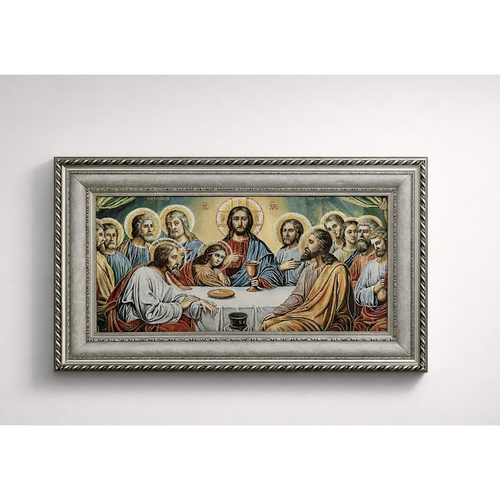 Tablou Cina cea de Taina, Magic Time, 98x58cm, cu rama, brodat pe panza textila