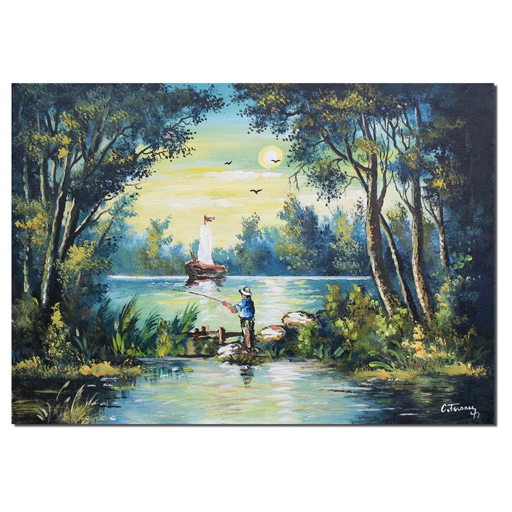 Tablou pictat manual Constantin Feraru, Calmitate, 70x50cm, fără ramă