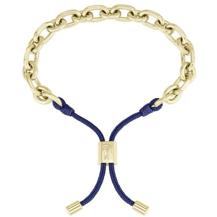 Bratara barbateasca Lacoste, aurie si albastra, otel, 19cm
