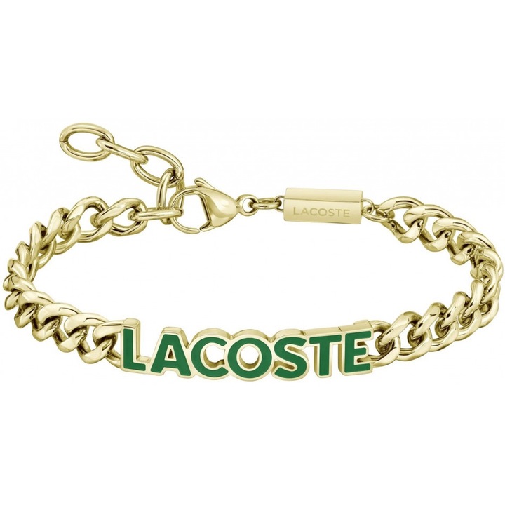 Bratara barbateasca Lacoste, otel, aurie, 19cm