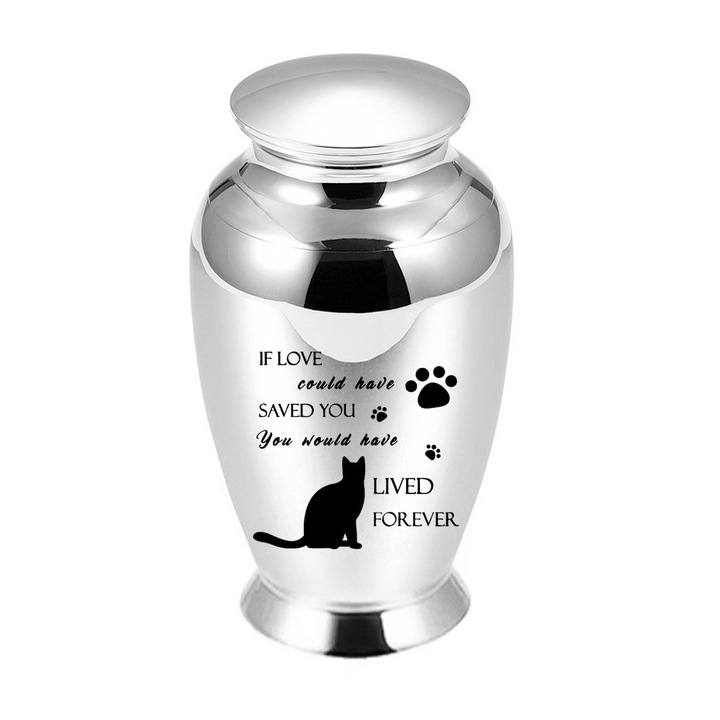 Urna de crema mica, 70x45mm, aliaj de aluminiu, argintie, lucrata manual