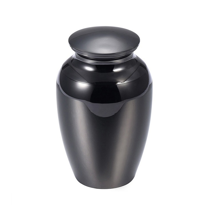 Urna de crema mica, 65x45mm, aliaj de aluminiu, neagra, lucrata manual