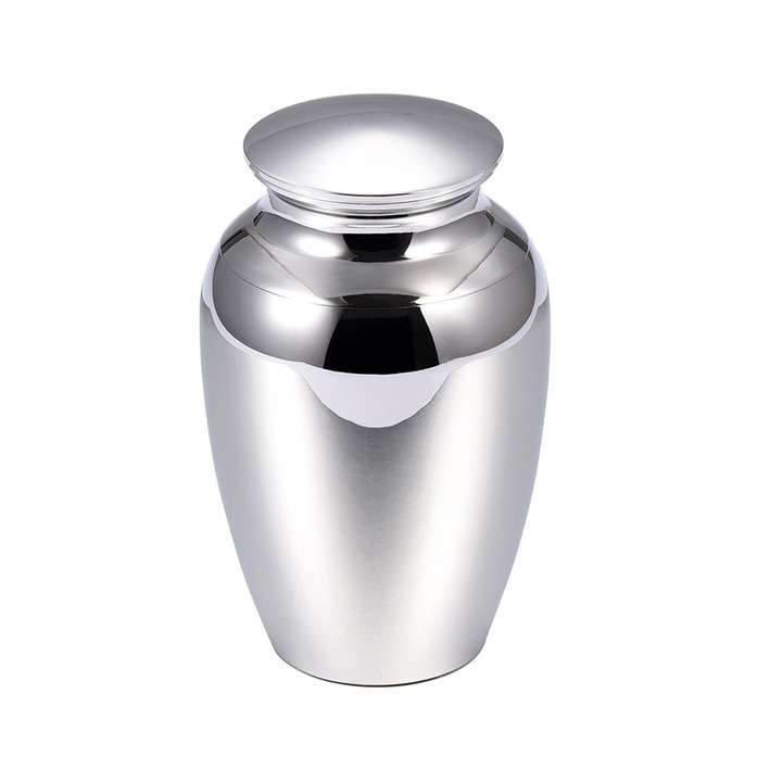 Urna de crema mica, 65x45mm, aliaj de aluminiu, argintie, lucrata manual