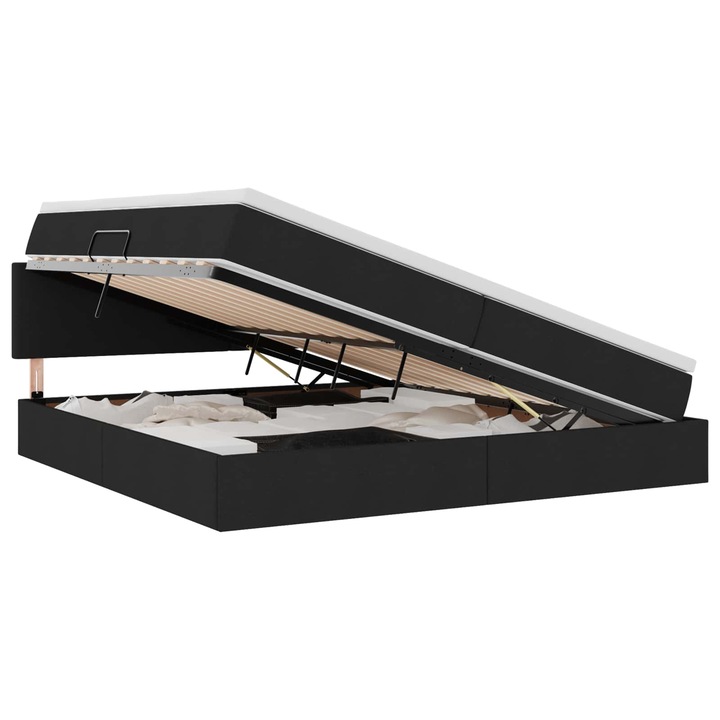 Ágy LED -es lámpákkal fejtámlával Fekete 200 x 200 cm szövet, vidaXL, 3371105