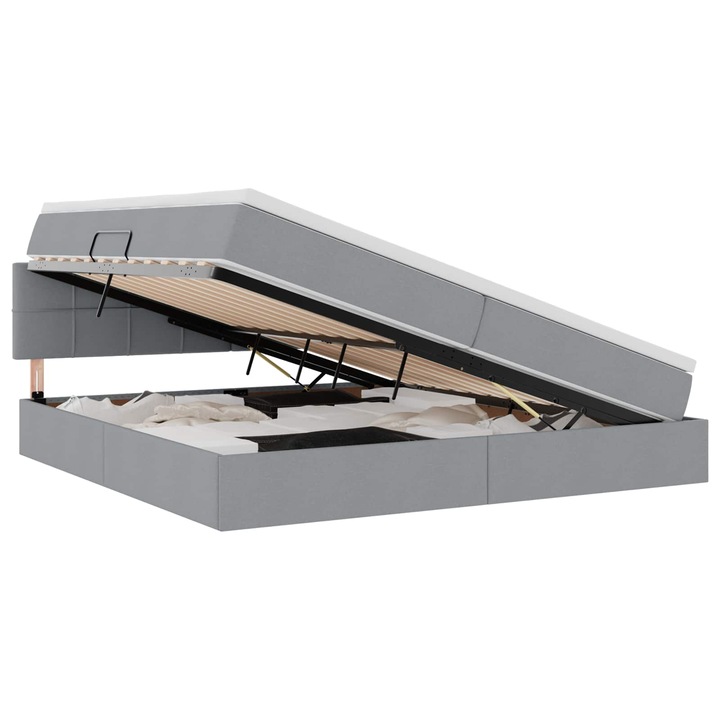 Ágy LED -es lámpákkal Világosszürke 200 x 200 cm szövet, vidaXL, 3371166