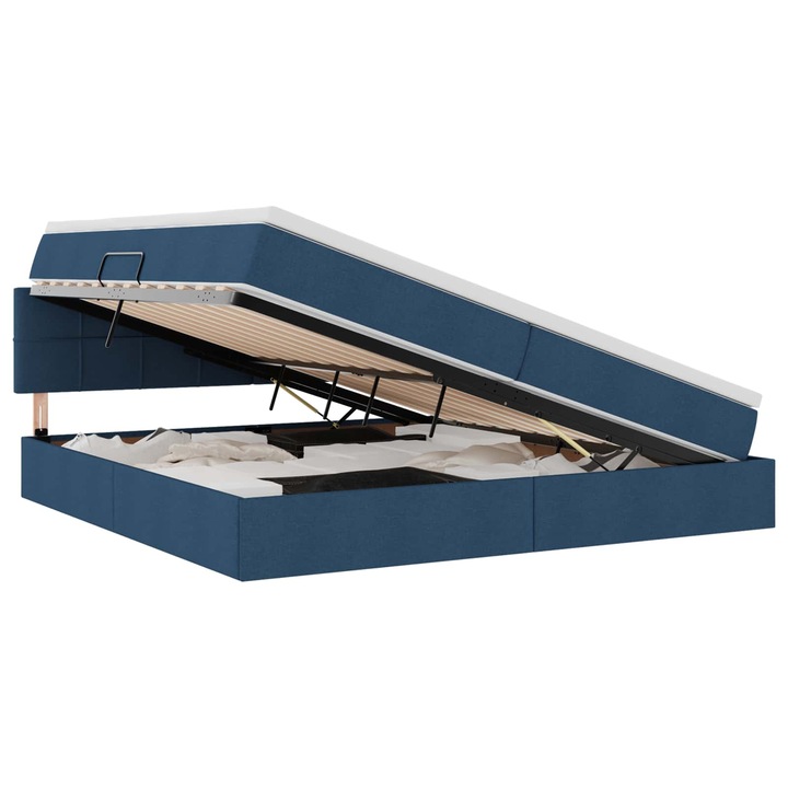 Ágy LED -es lámpákkal fejtámlával Kék 200 x 200 cm szövet, vidaXL, 3371171