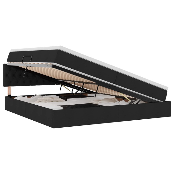 Ágy LED -es lámpákkal fejtámlával Fekete 200 x 200 cm szövet, vidaXL, 3371231