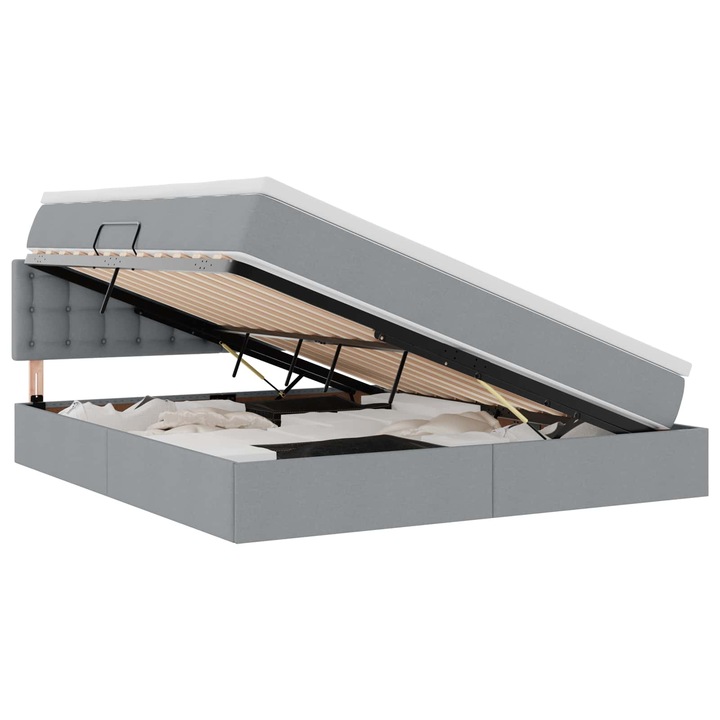 Ágy LED -es lámpákkal Világosszürke 180 x 200 cm szövet, vidaXL, 3371286